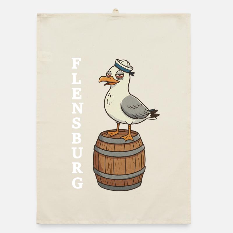 Flensburg Seagull Drunk Organic dish towel