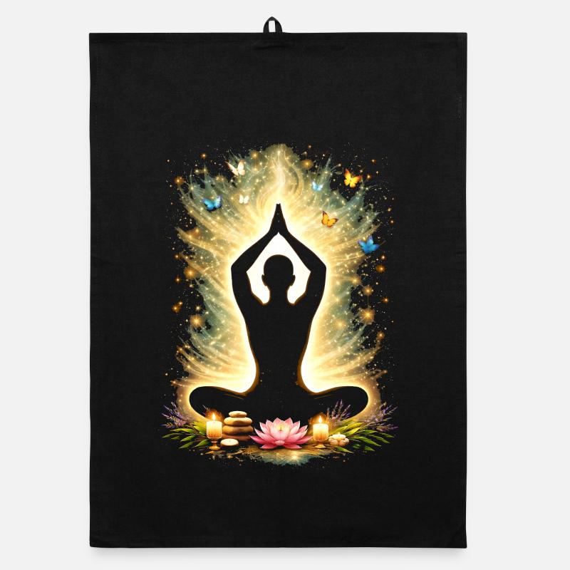 Yoga Pleine Conscience Énergie Conception de Silhouettes Torchon bio