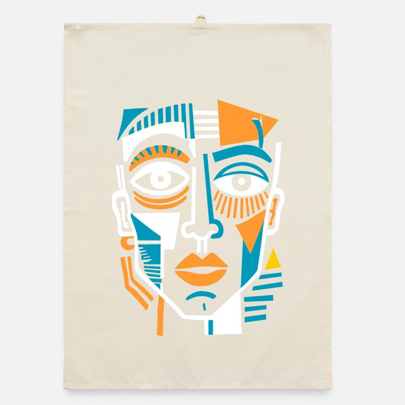Visage cubiste coloré Torchon bio
