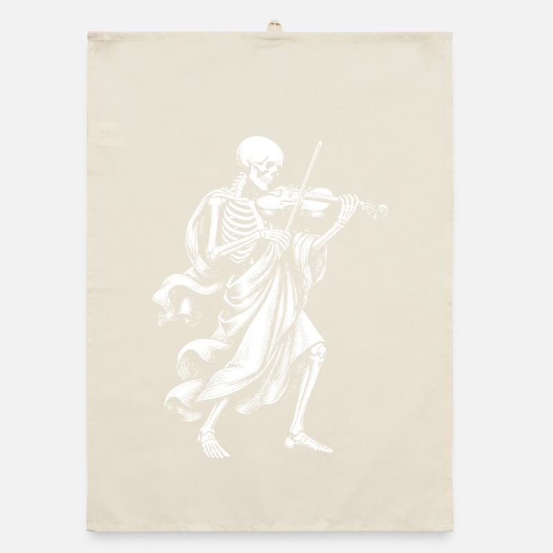Squelette joue du violon Torchon bio