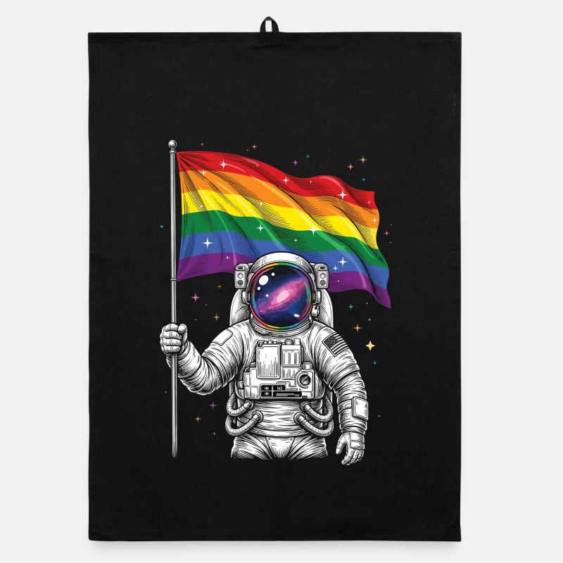 Pride Month LGBT - Astronaut with Rainbow Flag Organic dish towel