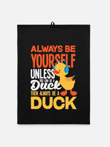 Motifs drôles de canards Citons amoureux de canards - Torchon bio - noir - Devant