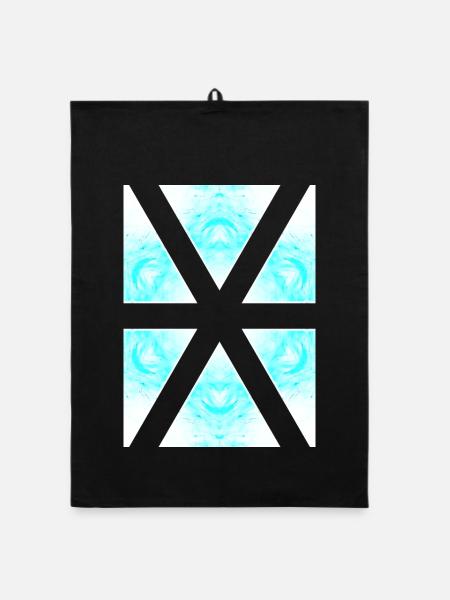 Azur X-Muster im Eis-Marble - Organic dish towel - black - Front