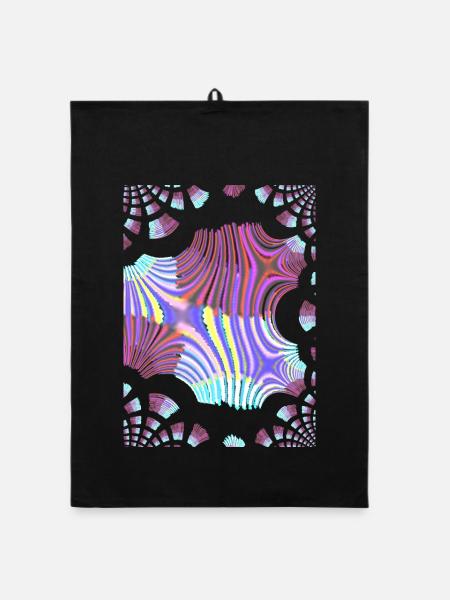 Psychedelic Neon Spiral - Organic dish towel - black - Front