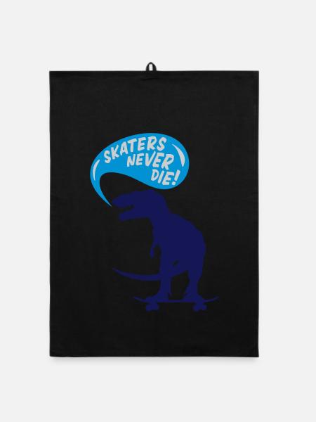 t-rex skater - Organic Geschirrtuch - Schwarz - Vorne