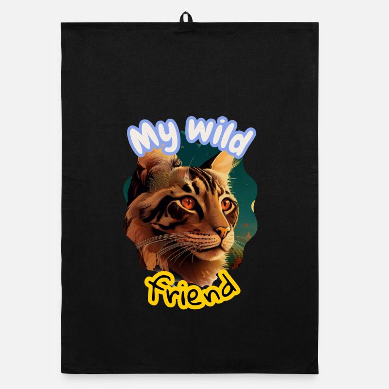 Wildkatze Freundschaft Illustration Organic Geschirrtuch