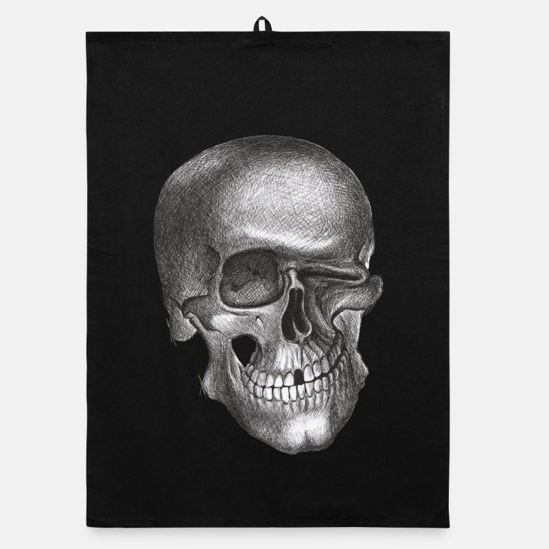 Zwinkernder Schädel - Totenkopf Organic Geschirrtuch