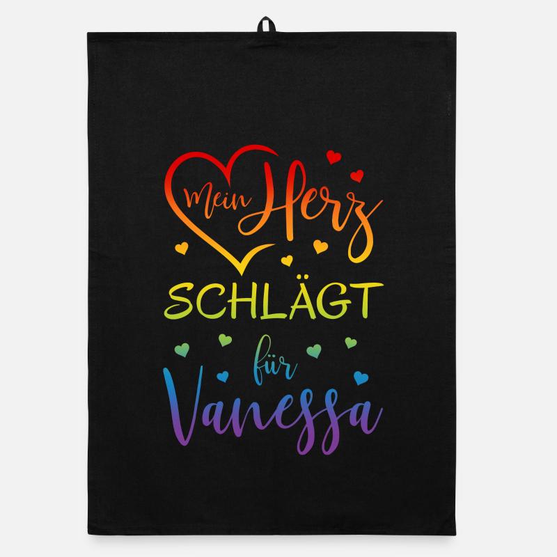 My heart beats for Vanessa Rainbow heart Organic dish towel