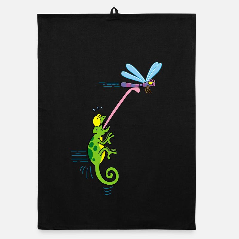 Caméléon et libellule Torchon bio