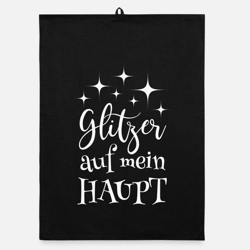 Glitzer auf mein Haupt Spruch Glitzern Einhorn Organic Geschirrtuch