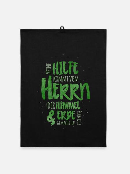 Meine Hilfe Kommt Vom Herrn - Organic Geschirrtuch - Schwarz - Vorne