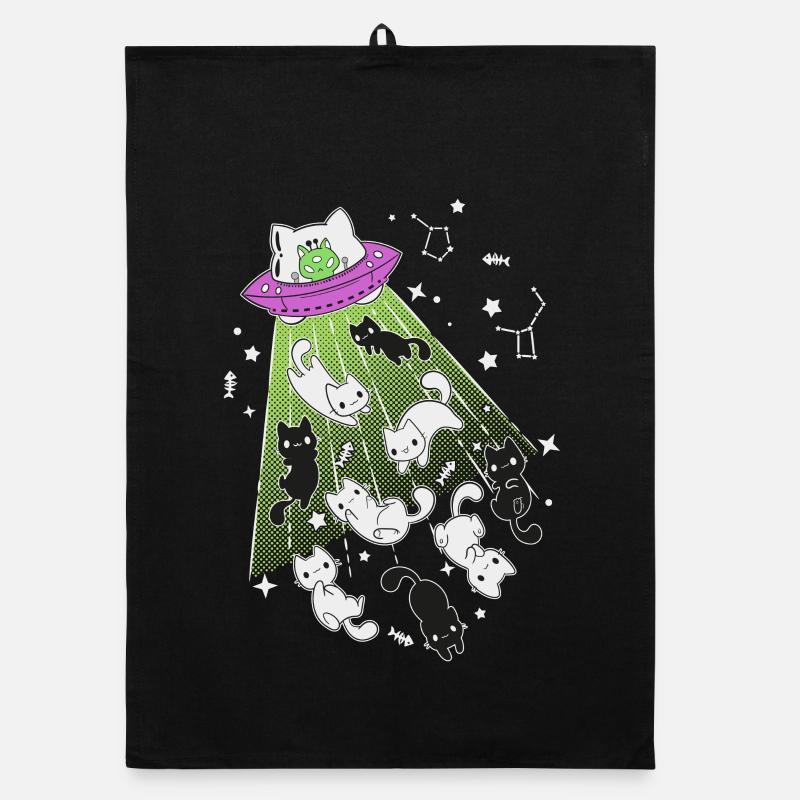 alien cats Organic dish towel