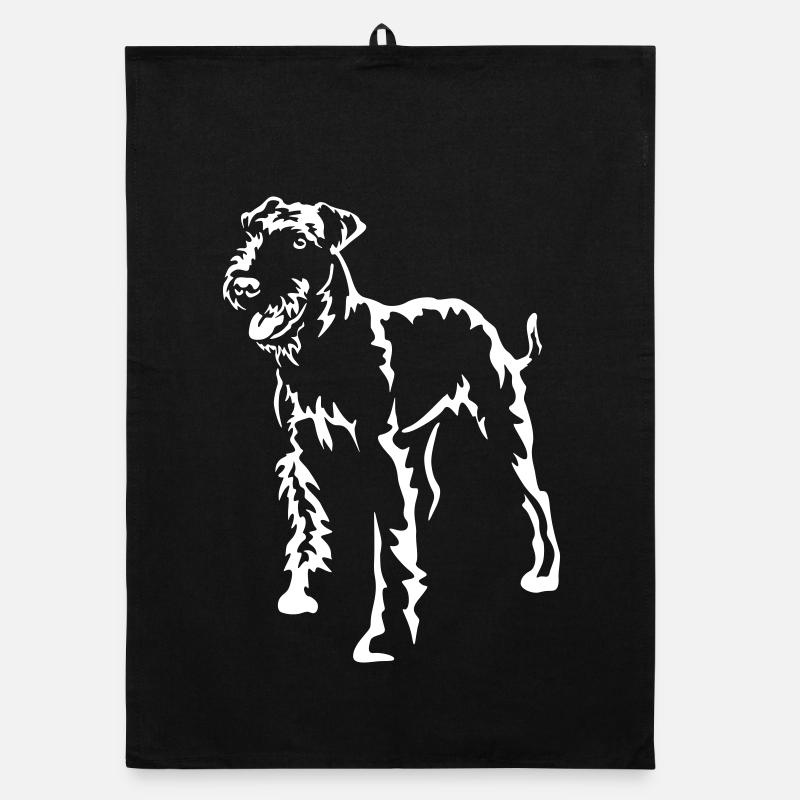 Airedale Terrier "Black Edition" Organic Geschirrtuch