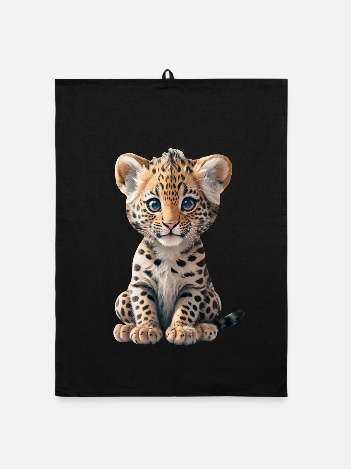 Baby Leopard - Organic dish towel - black - Front