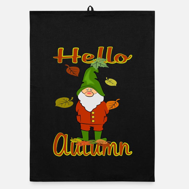 Gnomes in autumn leaves Organic dish towel