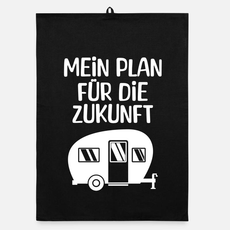 Wanderlust Camping Chillen Wohnwagen Statement Organic Geschirrtuch