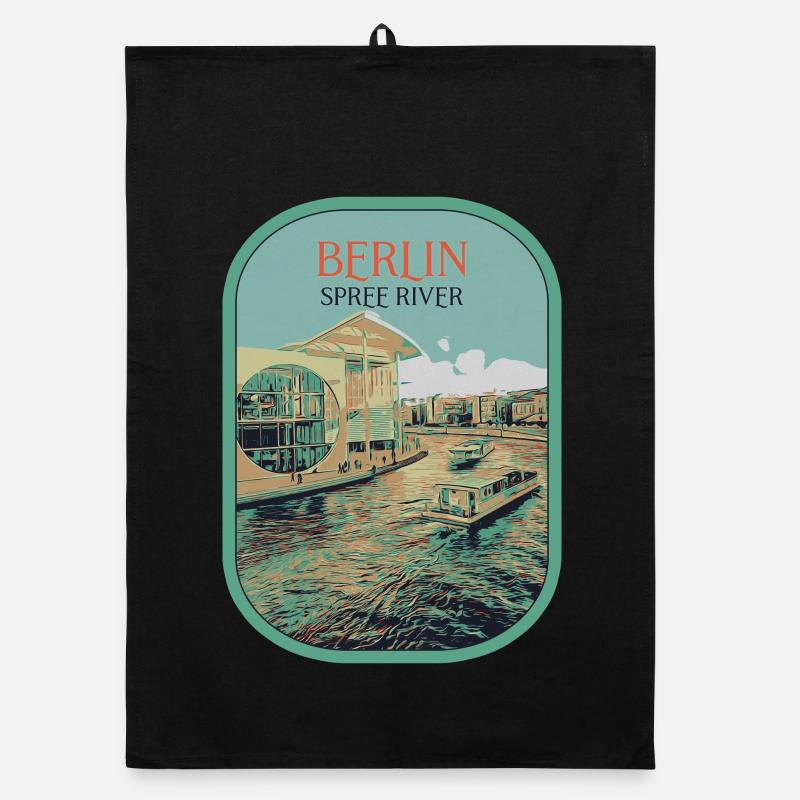 Moderne Architektur Berlin Illustration Organic Geschirrtuch
