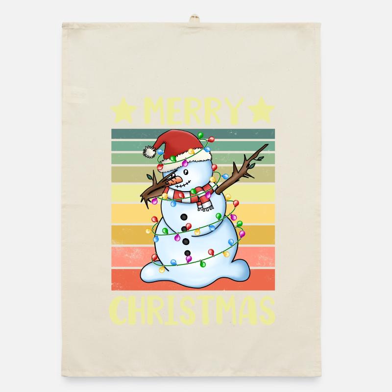 Merry Christmas Snowman Organic dish towel