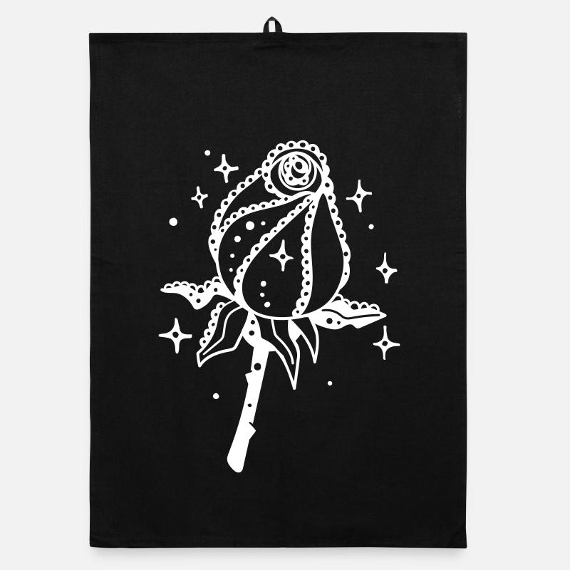 Rose blanche avec lumière des étoiles Torchon bio