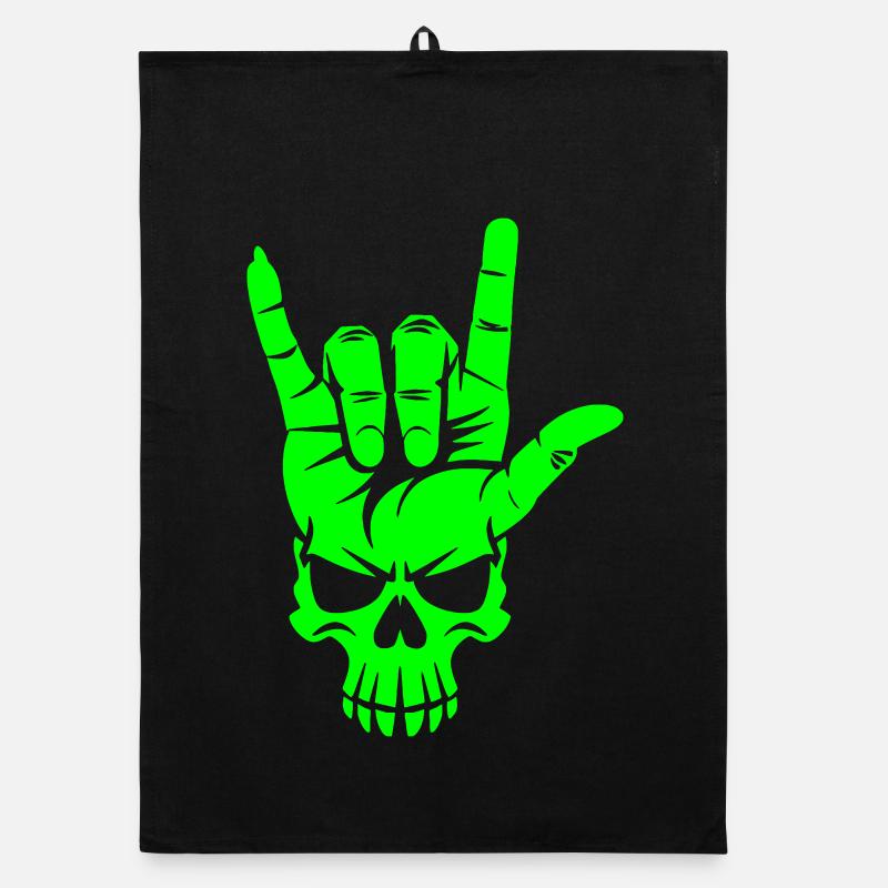 Rock 'n' Roll Crâne Geste de la main Torchon bio