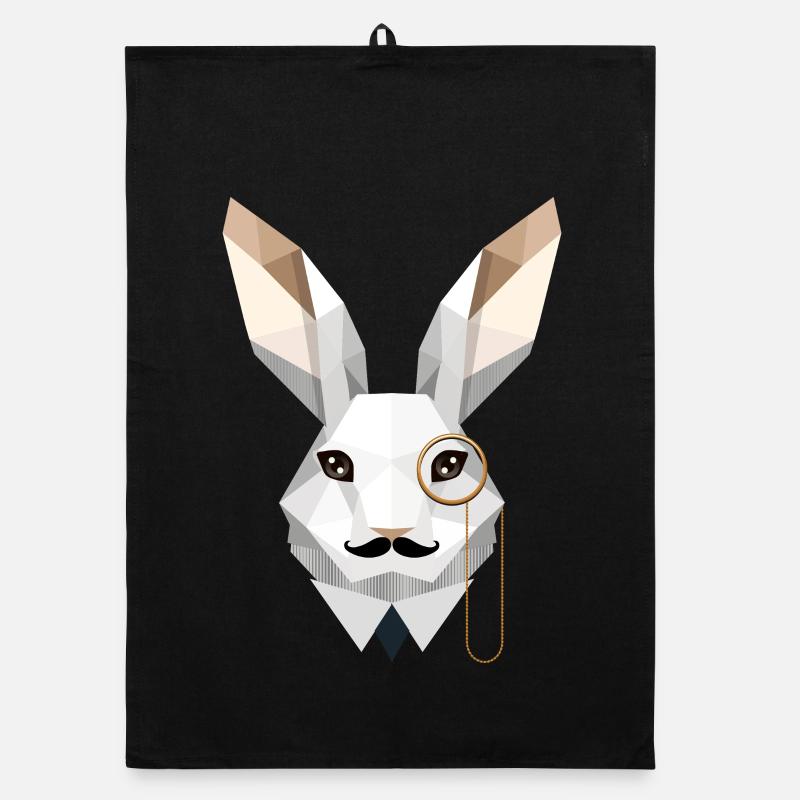Eleganter Osterhase mit Monokel & Schnurrbart Organic Geschirrtuch