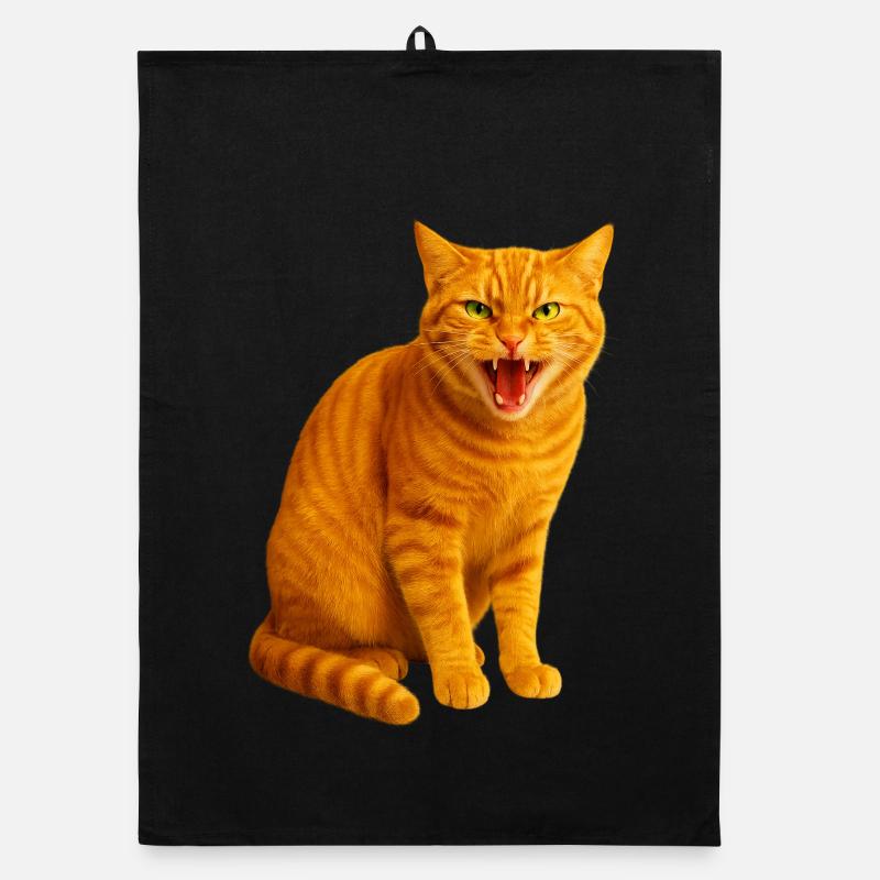 Fauchende orange getigerte Katze Organic Geschirrtuch