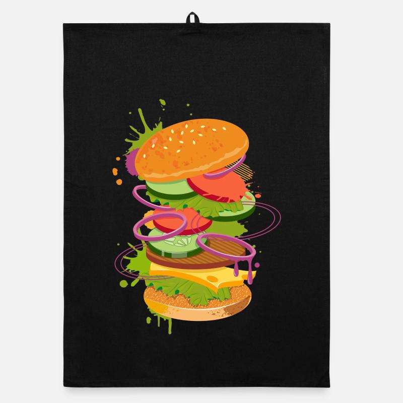 Burger graffiti coloré dans le look de la cuisine de rue Torchon bio