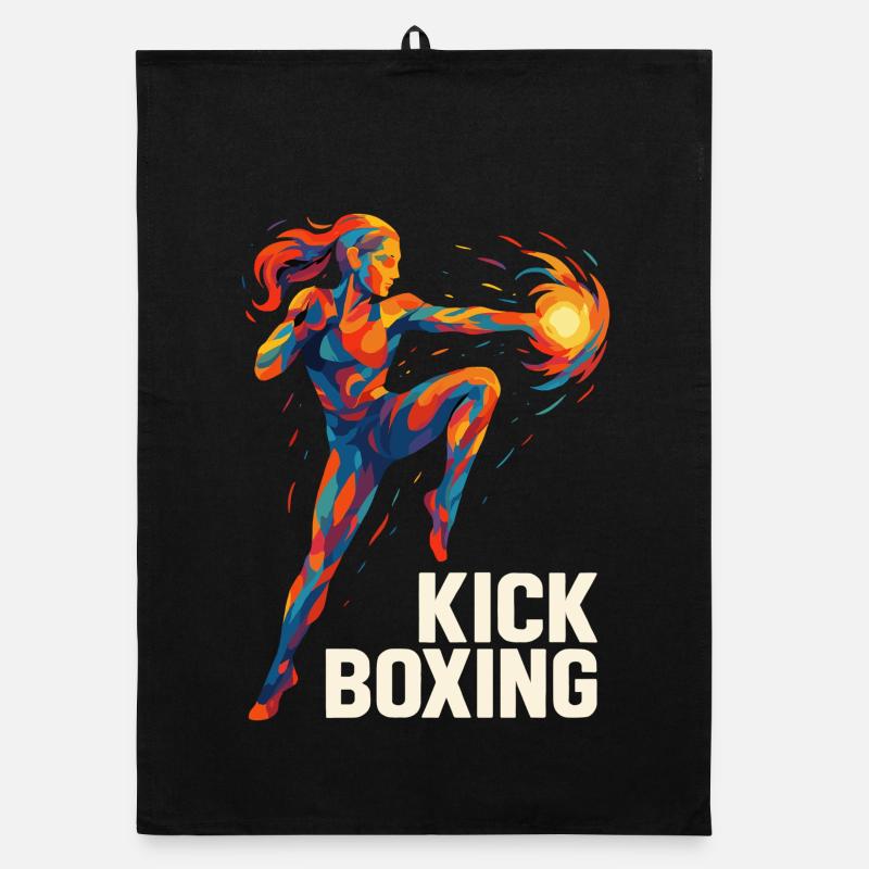 Kickboxer Cool Abstrait Power Kickboxing Cadeau Torchon bio