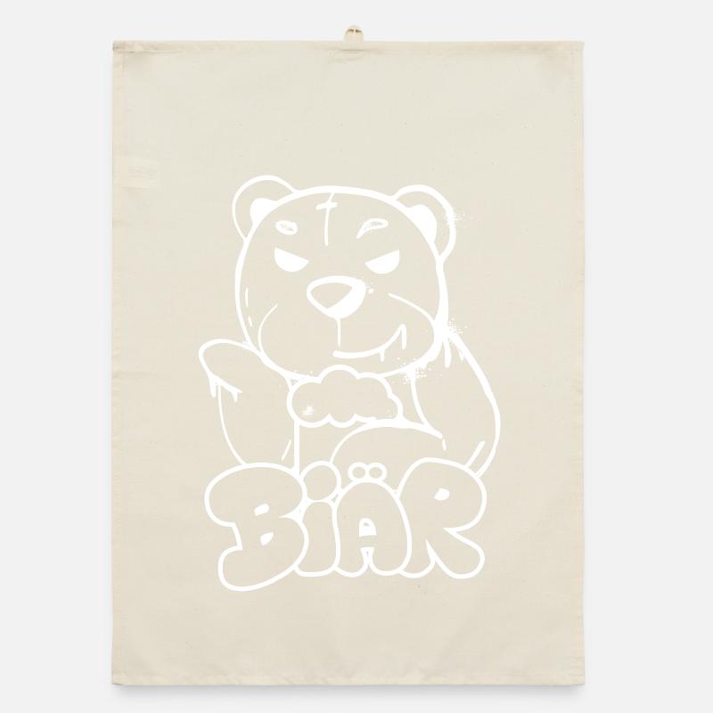 Komischer Bär mit Bierglas Organic Geschirrtuch