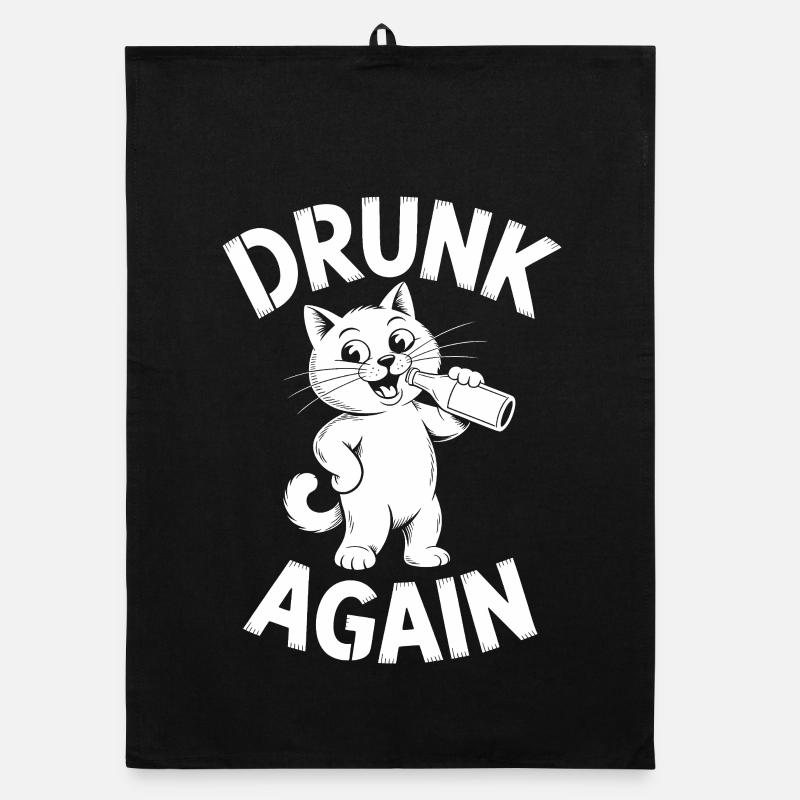 Encore ivre - T-shirt drôle de chat Torchon bio