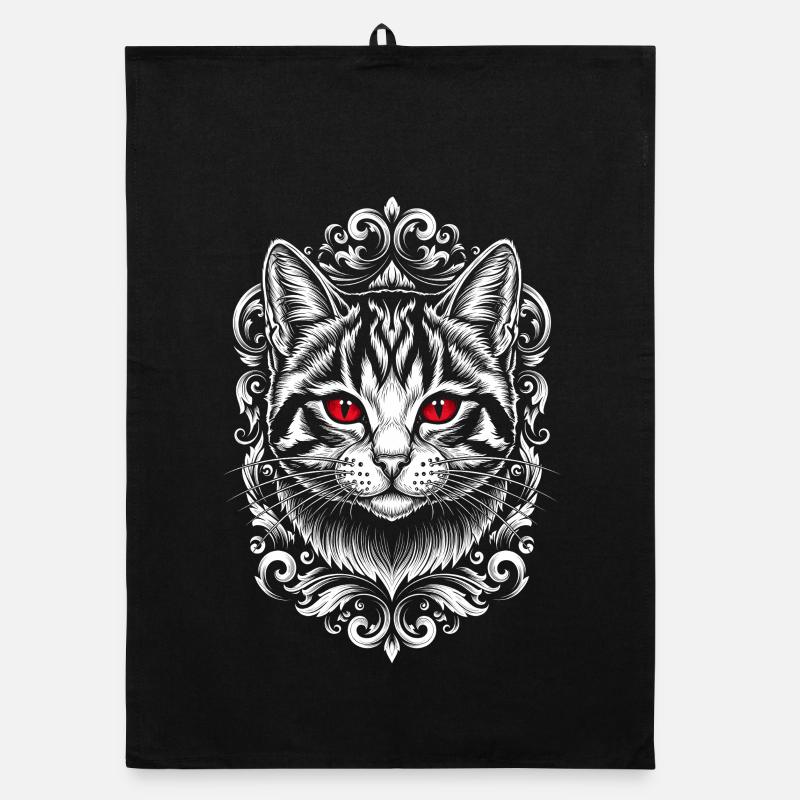 Chat gothique aux yeux violets - Chaton mignon Torchon bio