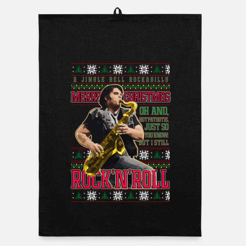 Jingle Bell Rockabilly Xmas RHPS Eddie Organic Geschirrtuch