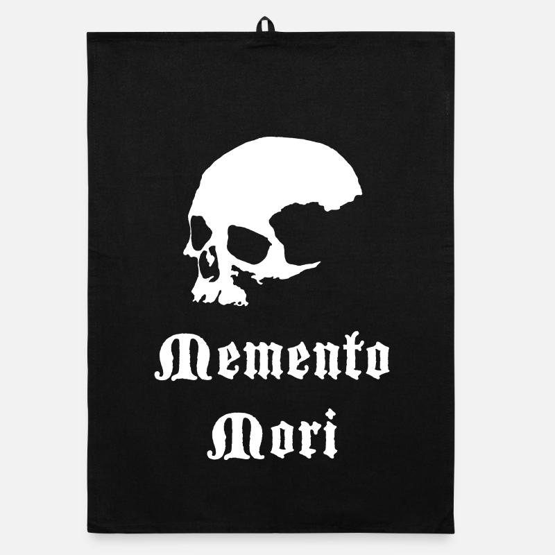 Estampe gothique de crâne Memento Mori Torchon bio
