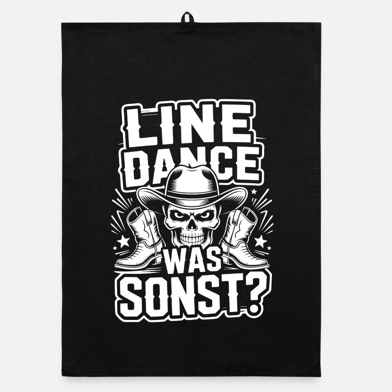 Line Dance Skull Cowboy Organic dish towel