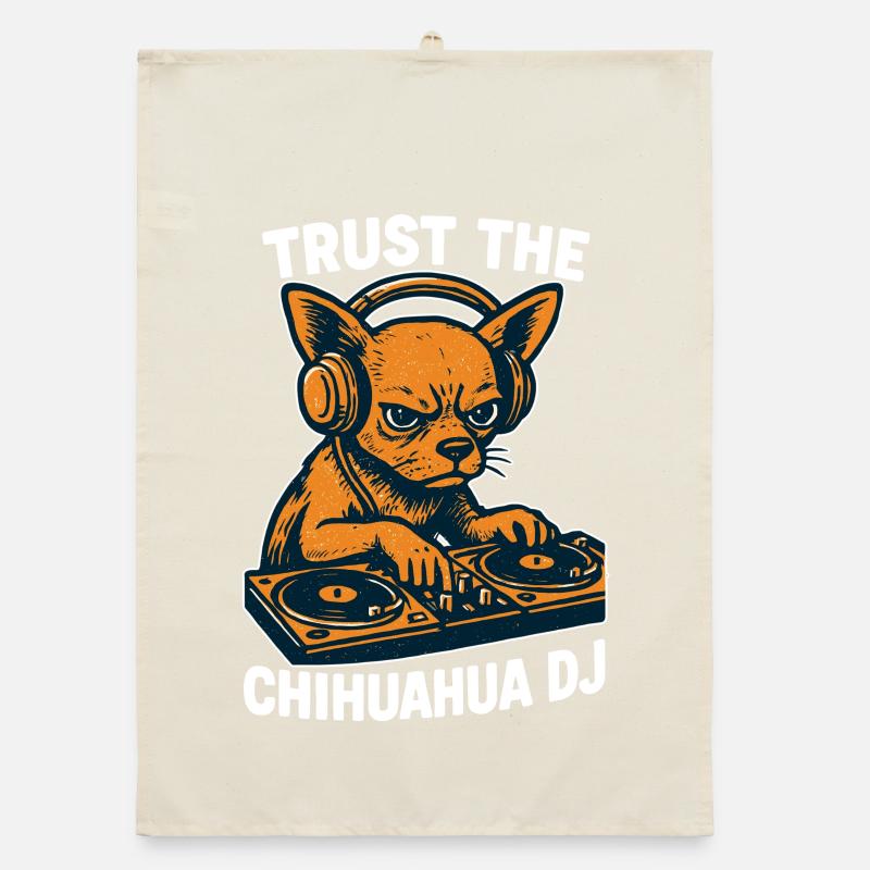 Chihuahua DJ Retro Turntables Kopfhörer Geschenk Organic Geschirrtuch