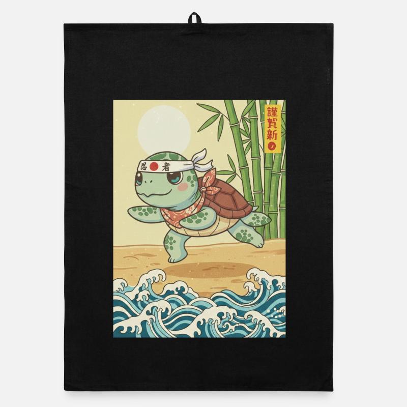 Kawaii Kampfkunst Schildkröte Organic Geschirrtuch