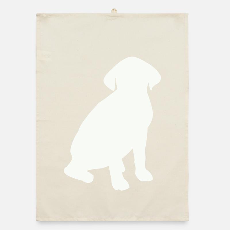 Sitzender Hund Silhouette Organic Geschirrtuch