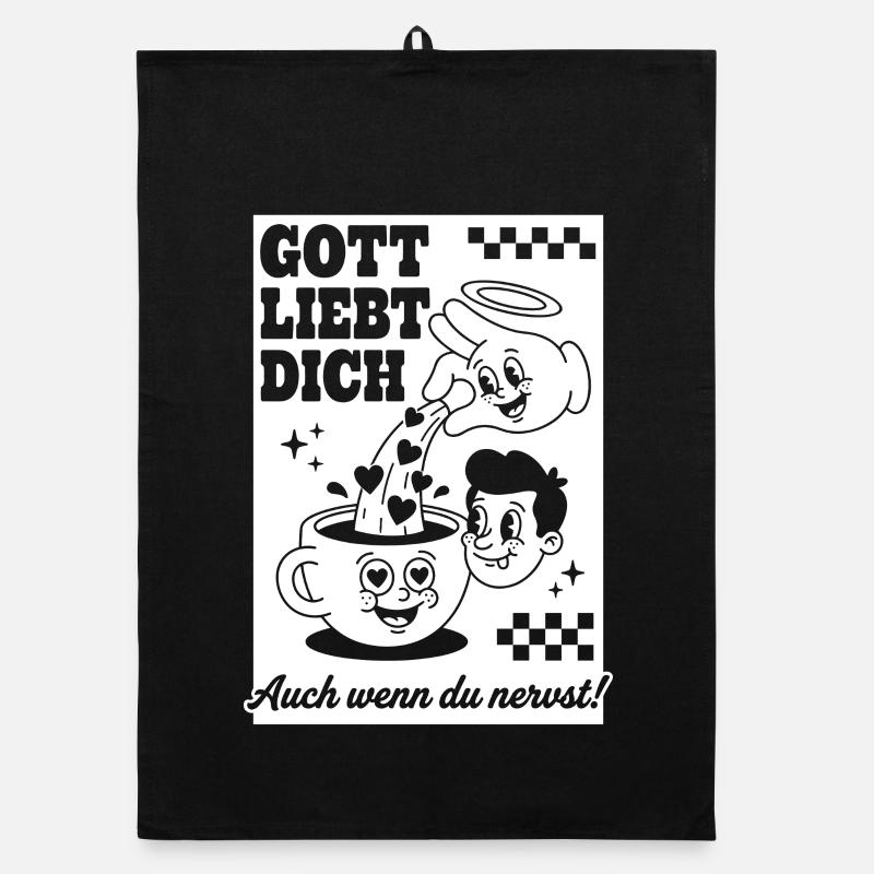 Gott liebt dich Lustig Cartoon Organic Geschirrtuch