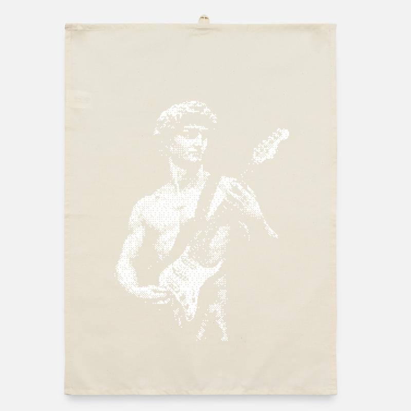 David Statue Michelangelo playing Guitar Organic dish towel