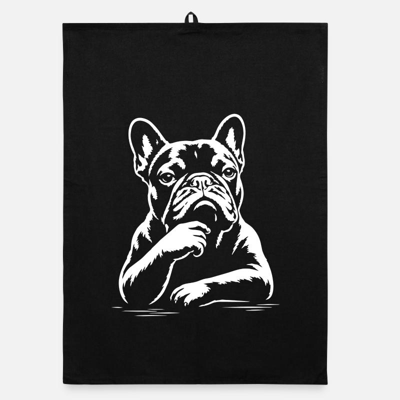 Bouledogue Français Penseur | Design Chien Culotté Torchon bio