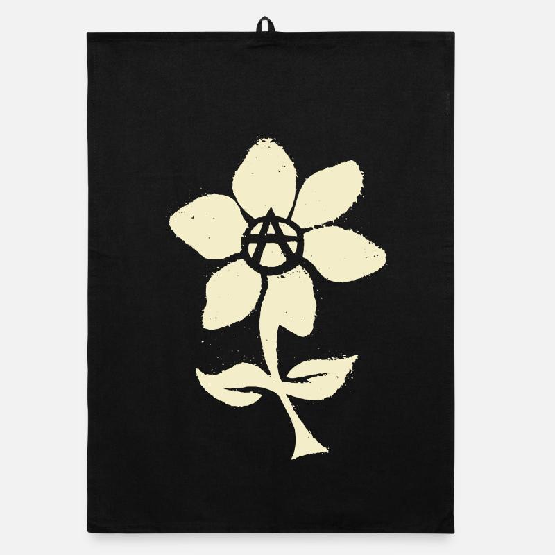 fleur anarchiste - Torchon bio - noir