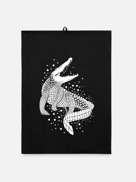 crocodile - Organic dish towel - black - Front