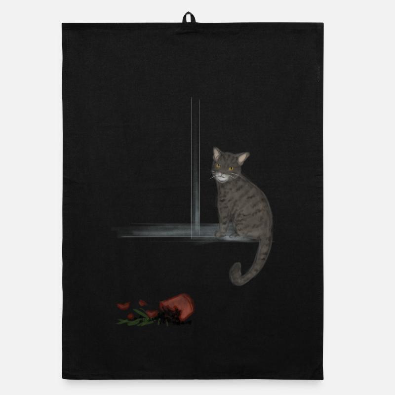 Tigré au clair de lune et rose déchue Torchon bio