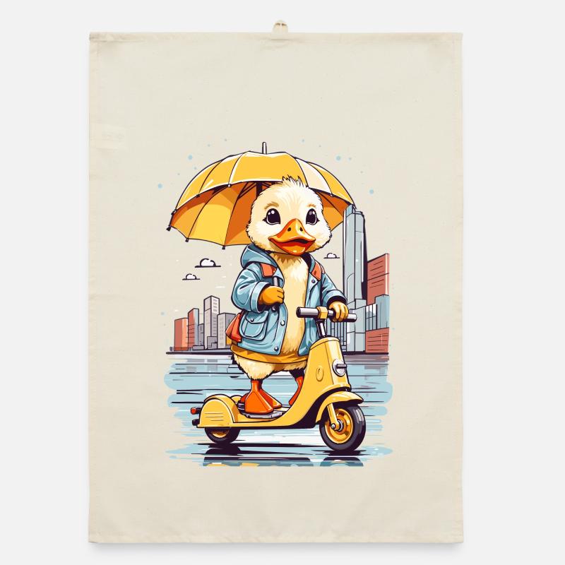 Ente mit Roller Organic Geschirrtuch