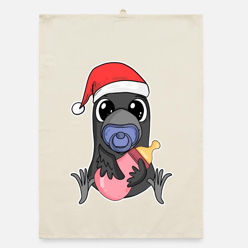 Noël Bébé Corbeau Torchon bio