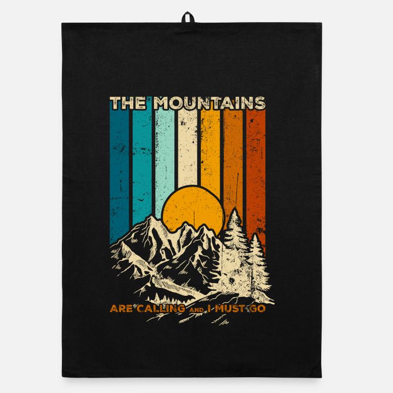 Berge, die Retro Sunset rufen Organic Geschirrtuch