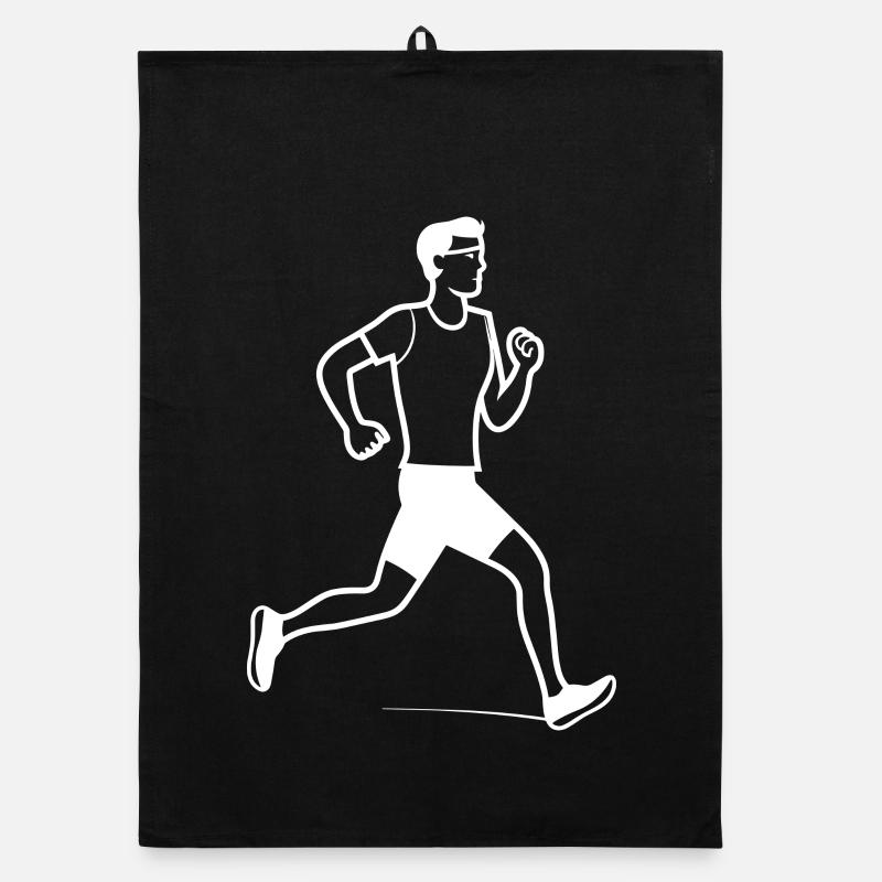 Runner boy line drawing Organic dish towel