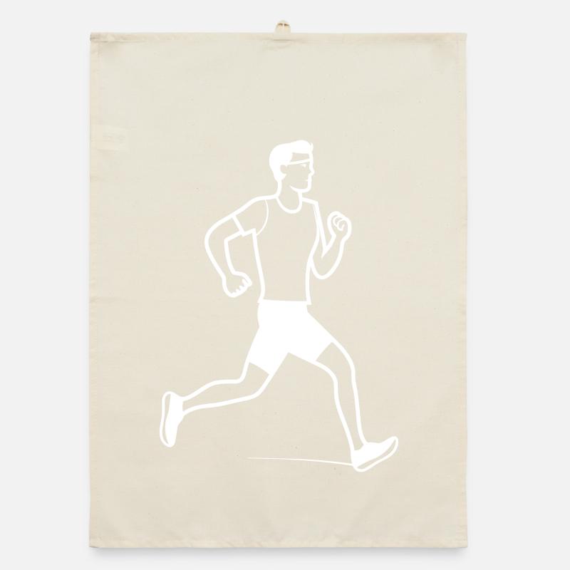Runner boy line drawing Organic dish towel