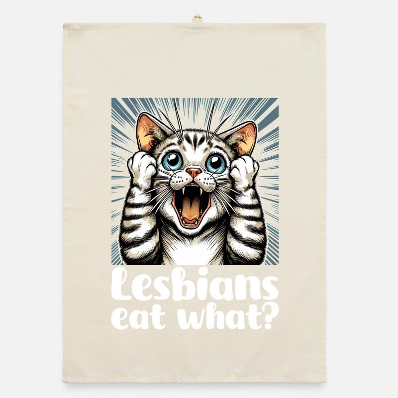 Les lesbiennes mangent quoi ? Chat Chat Cadeau Torchon bio