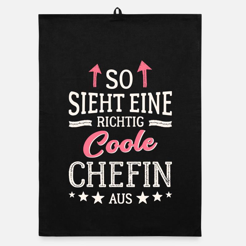 So sieht eine richtig coole Chefin aus - Organic Geschirrtuch - Schwarz